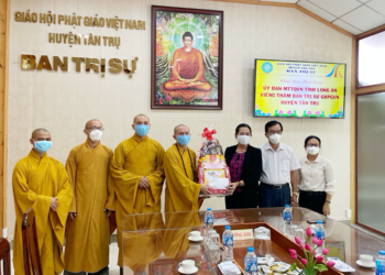 Phật Giáo huyện Tân Trụ đón tiếp phái đoàn của UBMTTVN tỉnh Long An viếng thăm