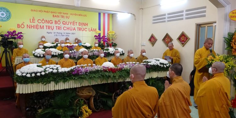 Long An: Ban Trị sự GHPGVN huyện Bến Lức long trọng tổ chức lễ công bố quyết định bổ nhiệm Trụ trì chùa Trúc Lâm
