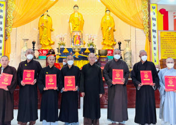 Ban Trị sự huyện Đức Hòa họp lệ tháng 2 và công bố quyết định bổ nhiệm Ban Trụ trì chùa Linh Nguyên