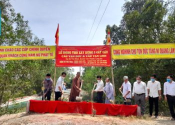 Tân Thạnh: Ban Trị sự động thổ khởi công xây dựng cầu Vạn Đức và cầu Vạn Linh tại xã Kiến Bình