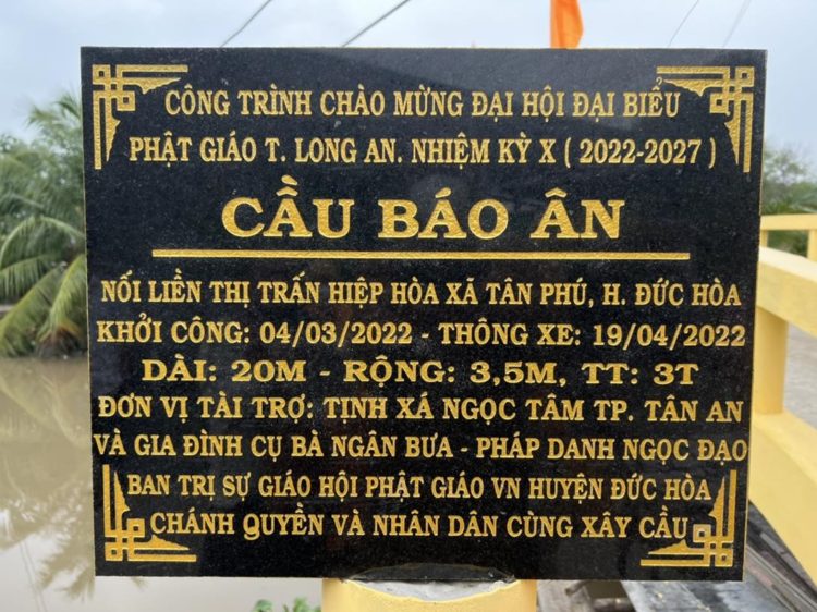 Đức Hòa: Lễ khánh thành cầu Báo Ân (Thổ Định)  tại thị trấn Hiệp Hòa chào mừng Đại lễ Phật đản PL 2566
