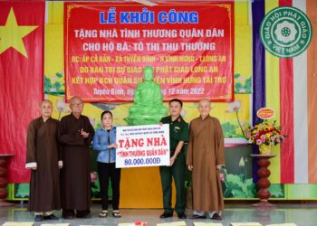 Vĩnh Hưng: Ban Trị sự GHPGVN tỉnh Long An khởi công xây dựng Nhà tình thương quân dân tại xã Tuyên Bình