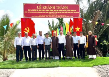 Châu Thành: Hòa thượng Thích Minh Thiện dự lễ khánh thành 02 cầu giao thông nông thôn.