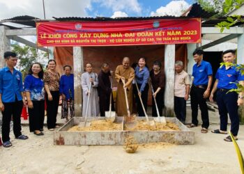 Đức Hòa: Ban Trị sự Phật giáo huyện khởi công xây dựng Nhà Đại đoàn kết tại TT. Hậu Nghĩa