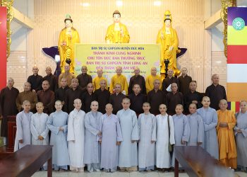 Ban Thường trực BTS GHPGVN tỉnh Long An thăm và làm việc tại Văn phòng BTS GHPGVN huyện Đức Hòa